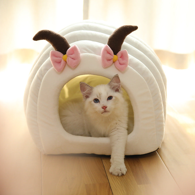 Semi-enclosed Deep Sleep Warm Cute Pet Nest: The Ultimate Cozy Retreat for Your Furry Friends